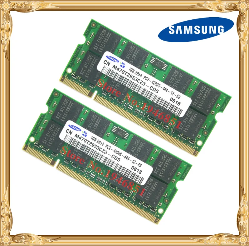 

Samsung Laptop memory 2GB 2x1GB 533MHz PC2-4200 DDR2 Notebook RAM 533 4200S 1G 200-pin SO-DIMM