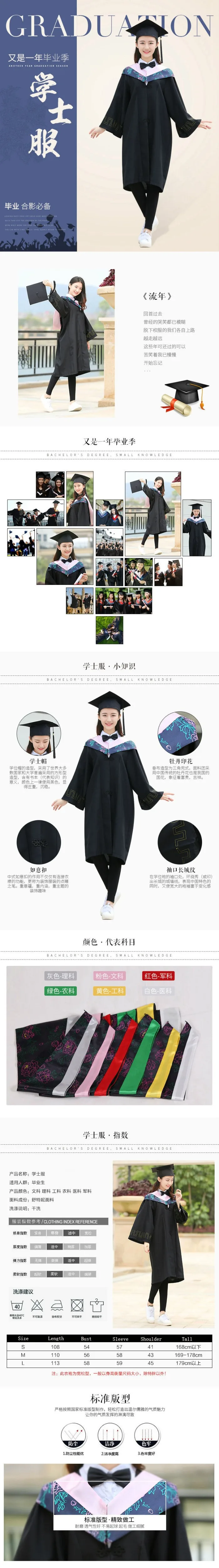 Высококачественная школьная форма, халаты, платье для выпускного, Университетская одежда для выпускного, костюм и Кепка