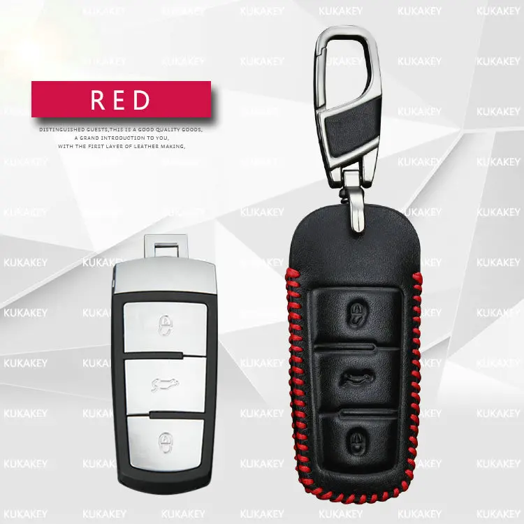 KUKAKEY дистанционный ключ дистанционного управления чехол для Volkswagen VW B8L B8 Passat CC Magotan A91 кожаный брелок держатель чехол сумка - Название цвета: Red