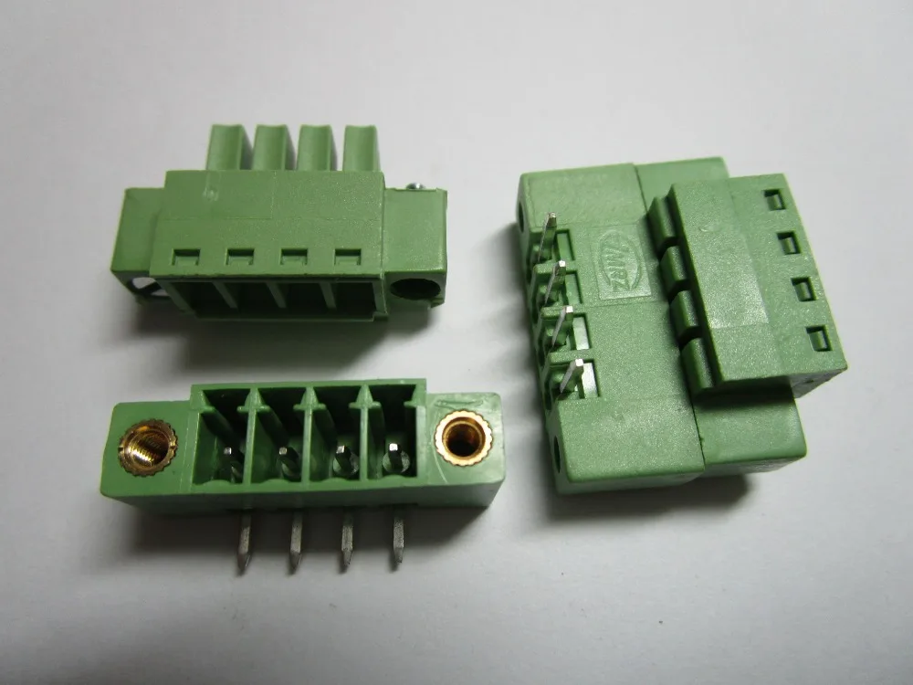 

20 pcs With Embossmen Angle 4 pin Pitch 3.5mm Screw Terminal Block Connector Green Color Pluggable Type with angle pin