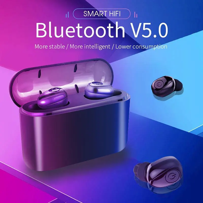 

Bluetooth 5.0 Earphones TWS Wireless Bluetooth Handsfree Headset Sports Stereo Earbuds Built-in Mic With Charging Box