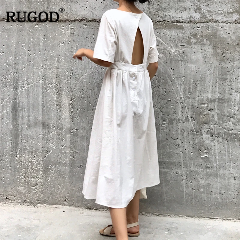 Женское офисное платье RUGOD однотонное Хлопковое трапециевидной формы с