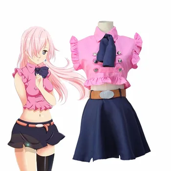 

Anime The Seven Deadly Sins Elizabeth Liones Cosplay Costume Women Halloween Carnaval Sexy Uniform With Long Llight Green Wig