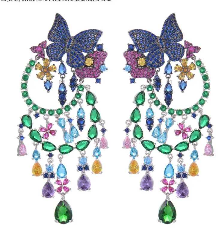 Jankelly модные длинные серьги в виде бабочки, большие женские серьги для свадебной вечеринки