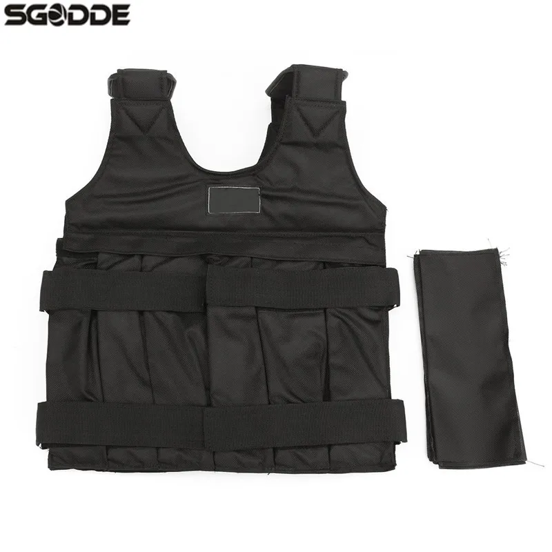

110LBS/50KG Loading Weighted Vest For Boxing Training Equipment Adjustable Exercise Black Jacket Swat Sanda Sparring Protect