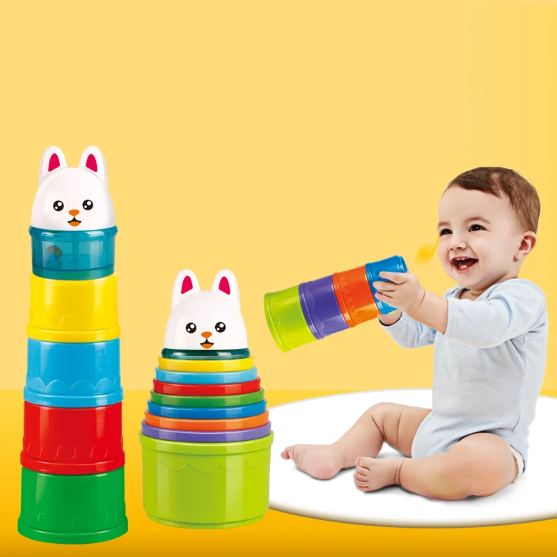 

8PCS Educational Baby Toys 6Month Figures Letters Foldind Stack Cup Tower Children Early Intelligence Alphabet Toy for Children0