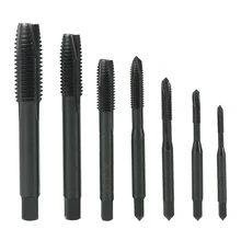 7PCS Nitride High Speed Steel HSS6542 Spiral Pointed Tap Machine Hand Screw Thread Taps Set Thread Metric Plug Tap Drill Bits