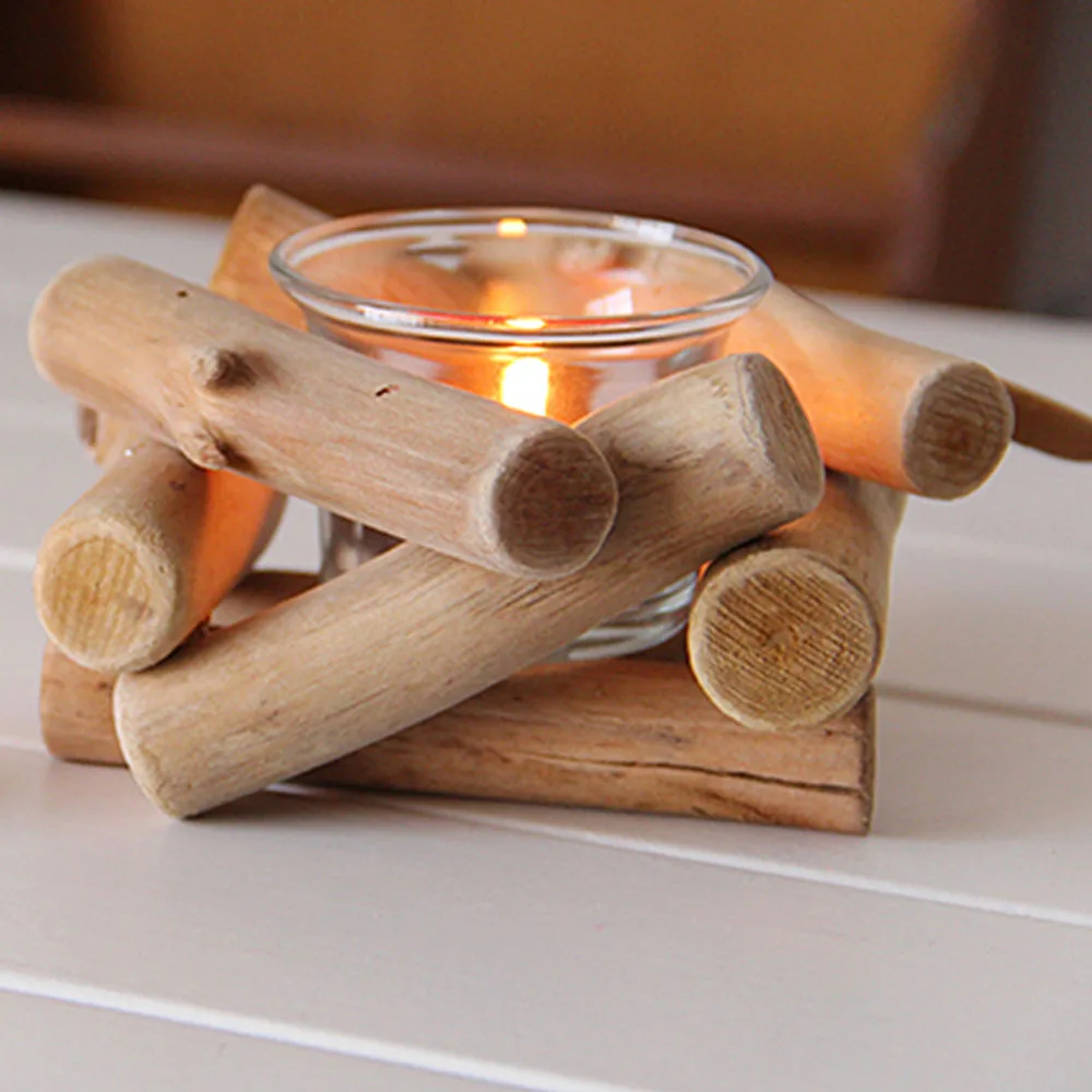 

1pc Natural Wooden Candle Holder Tealight Candlestick Festival Supply Christmas Wedding Candleholder Home Decor Ornament Gifts