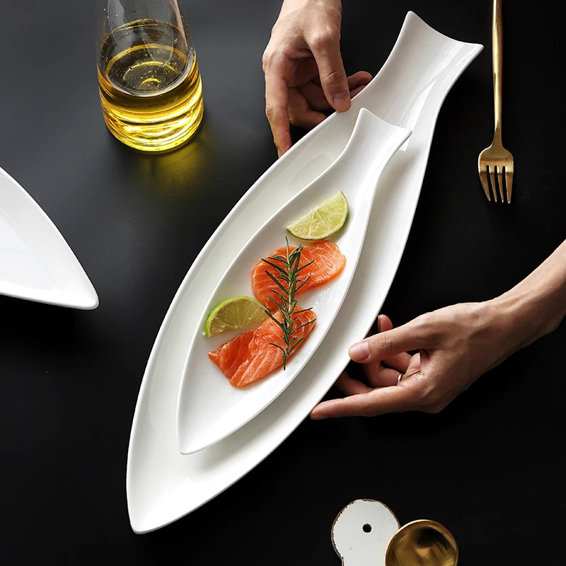 

Pure White Ceramic Plate Home Kitchen Ceramic Tableware Creative Large Tableware Irregular Plate