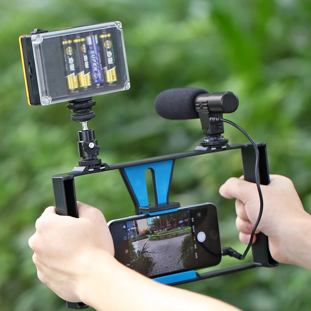 

PULUZ Smartphone Accessories LED Studio Light Handheld Filmmaking Vlogging Rig+96LED Camera Light+Tripod Head+Microphone
