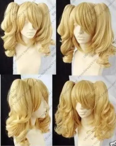 

NEW blonde mixed COSPLAY WIG Ponytails Tiger clip with 2 pig-tails wigs