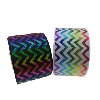 

BOCA Ribbon 3”75MM Hologram Rainbow chevron Printed Grosgrain Ribbon for Bows DIY Crafts Decoration Ribbon 196 color to choose