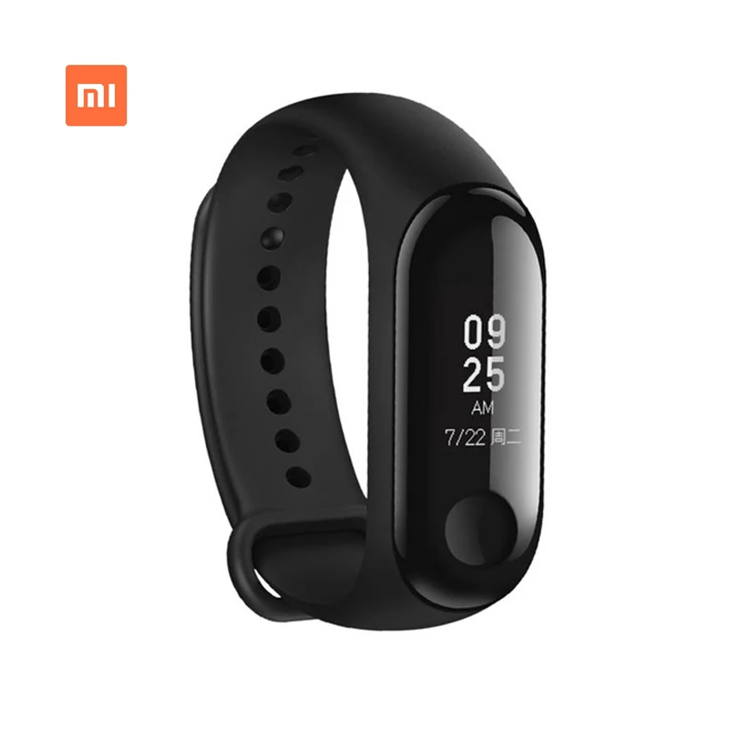 Xiaomi mi Band 3 умный Браслет mi Band 3 большой сенсорный экран OLED частота сердечных сокращений сообщения Smartband - Цвет: Черный