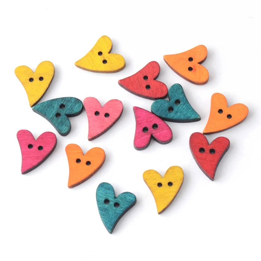 

Free Shipping Retail 20Pcs Wood Sewing Buttons Scrapbooking Heart Love 2 Holes Mixed 21mm(7/8")x17mm( 5/8")