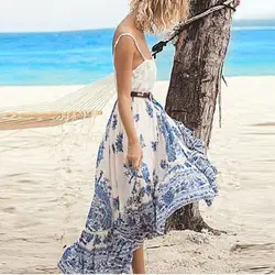 Zmvkgsoa кисточкой с цветочным принтом длинная юбка женщины галстук на шнуровке пляжные макси юбка 2018 Повседневное уличной Boho летняя юбка