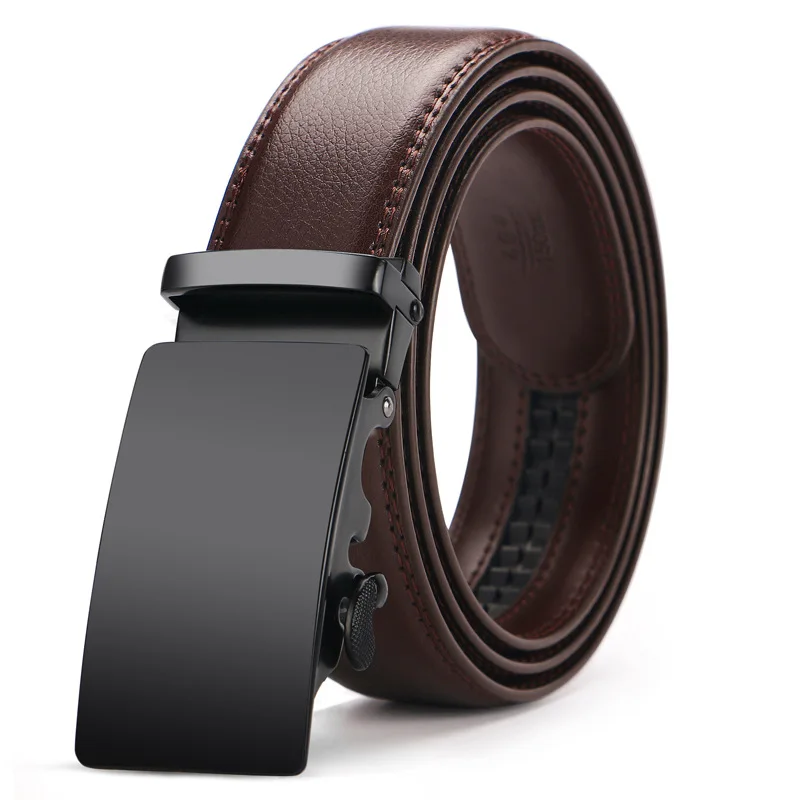 New Fashion Brand Designer Belts for Men Sliding Buckle Ratchet Luxury Leather Men Cowskin Belt