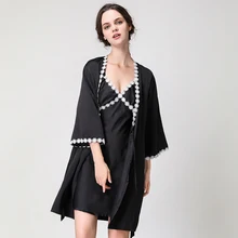 Женский сексуальный Шелковый Атласный халат, комплект для сна и отдыха, кружевной халат, комплект летней одежды для сна, комплект одежды для сна из 2 предметов