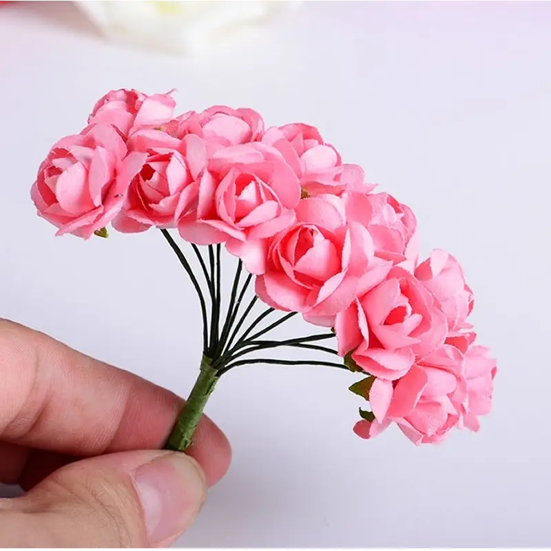 144PCS Mini Artificial Rose Flowers Bouquet Wedding Decoration Paper