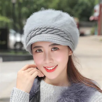 Fox fur ball cap winter hat women beanies cap 5