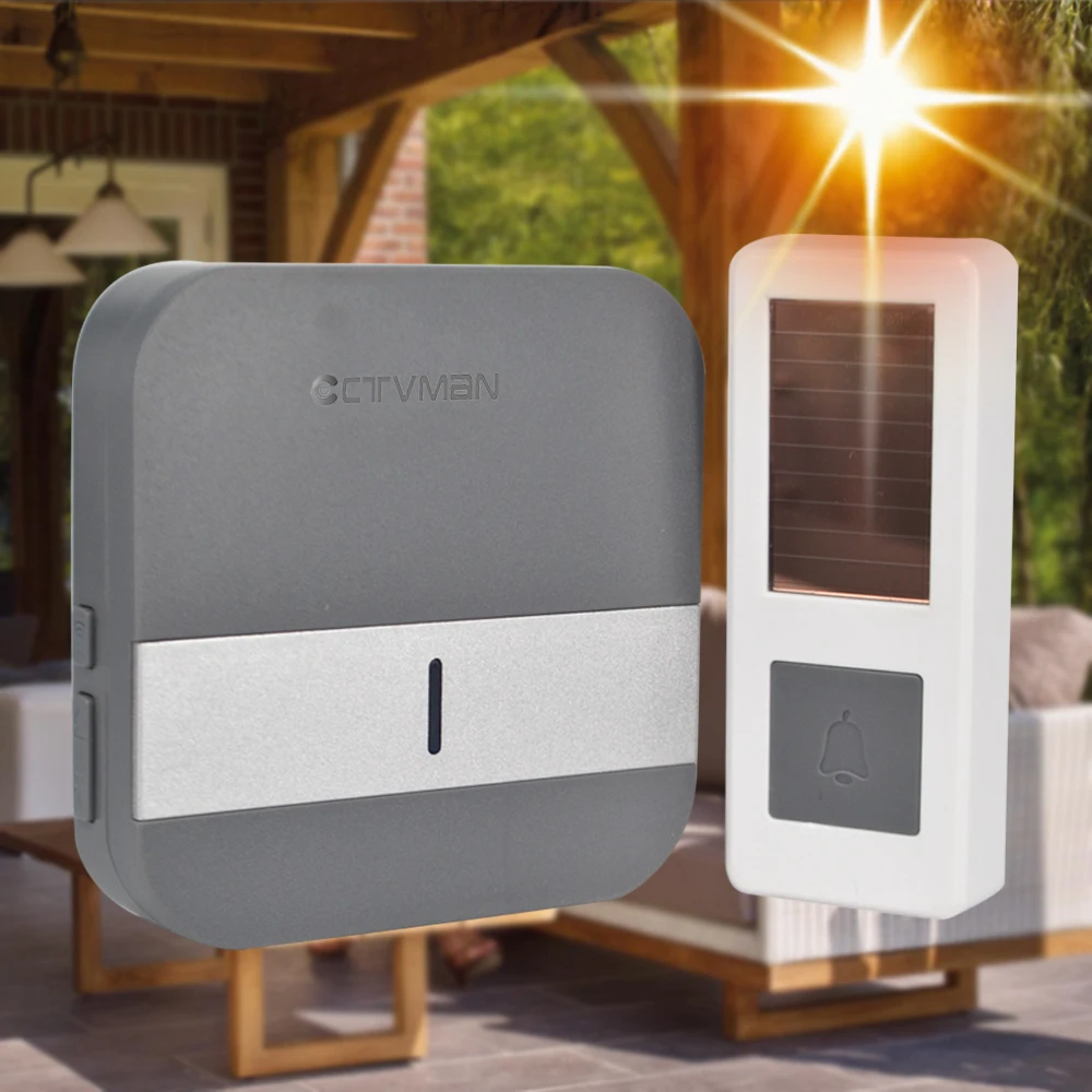 

CTVMAN Wireless Doorbell Battery operated Solar Powered Waterproof Doorbell Push Button 110v~230V EU/US/UK Wireless Doorbells