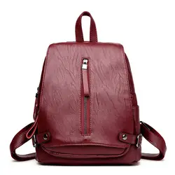 Школьные сумки Винтаж рюкзаки для девочек-подростков в Корейском стиле рюкзак Для женщин 2018 пакета(ов) из натуральной кожи рюкзак Для