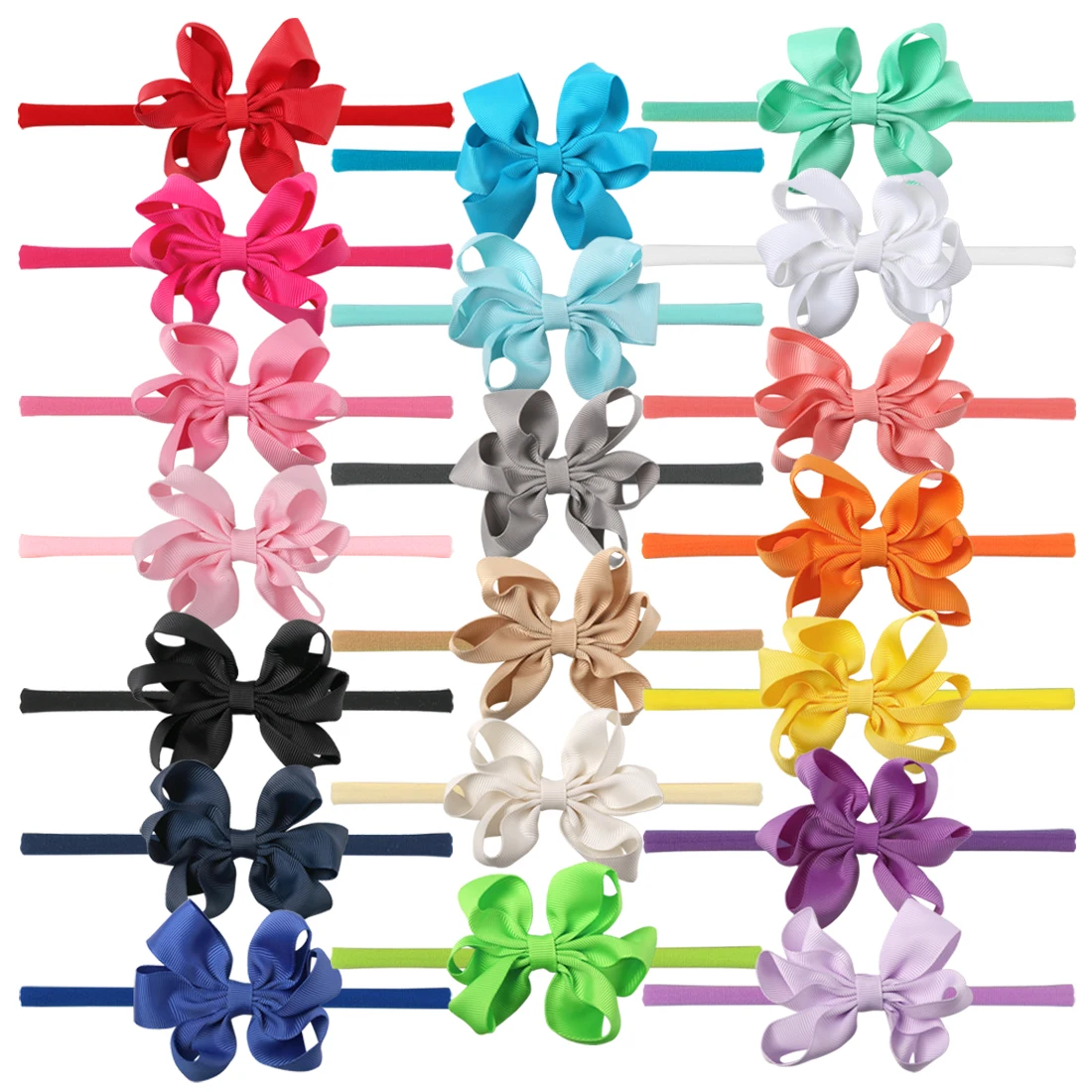 1PC Flower Ribbon Bows Hairbands Nylon Headbands Kids Headwear Hair Bands