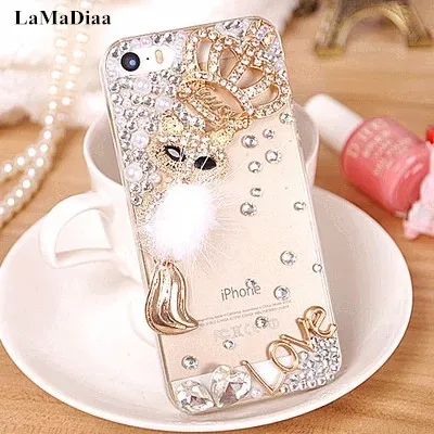 

Bling Rhinestone Crystal Diamond Fox and Crown Soft Back Phone Case Cover For Samsung S9 S8 S10 Plus S7 S6 edge Note 9 8 5 Coque