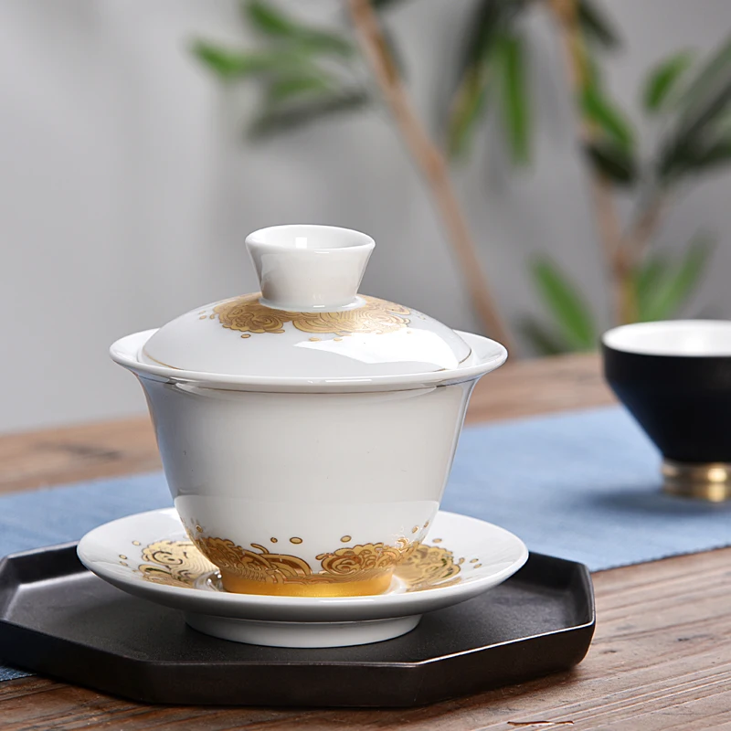 

High Quality Gai Wan Tea Set Bone China Tea Sets Gaiwan Tea Porcelain Teapot Tea Set for Travel easy kettle