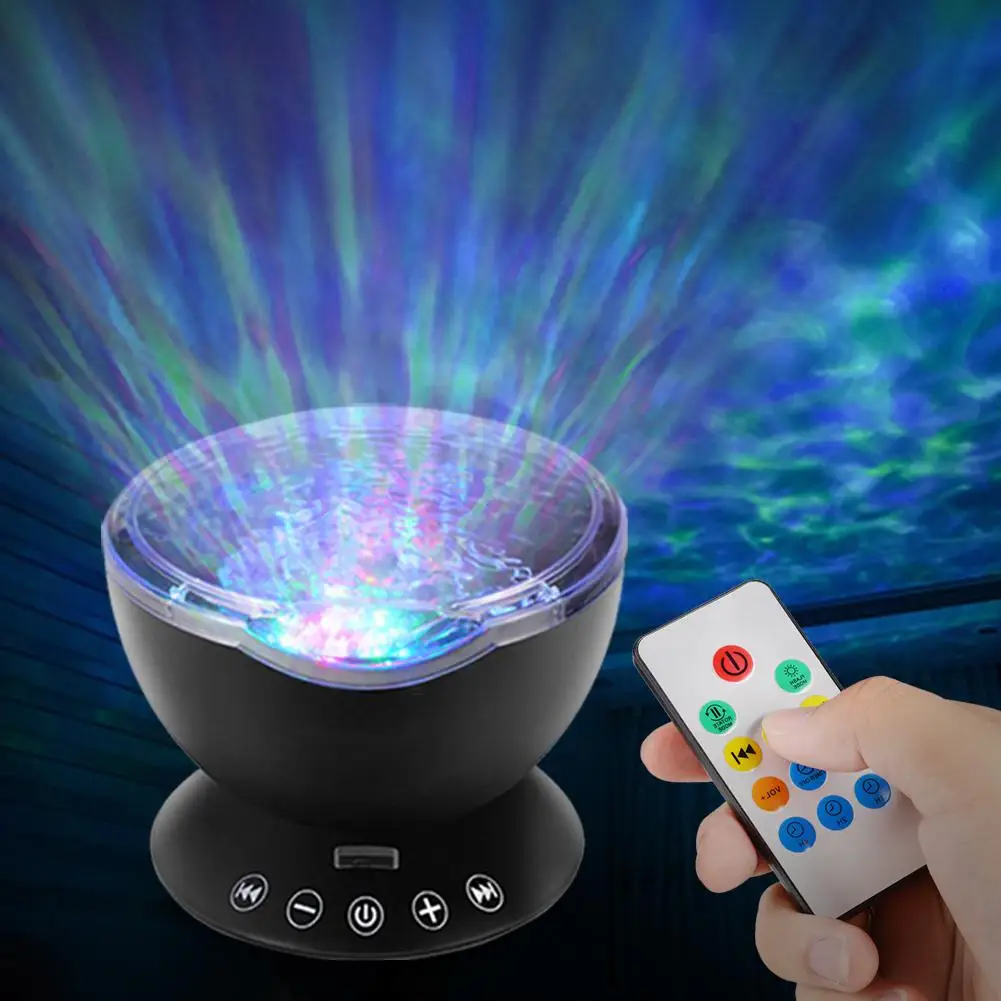 

Yfashion Ocean Wave Music Projector Night Light Remote Control Lamp with Built-in Mini Music Player for Kids Adults Bedroom Room