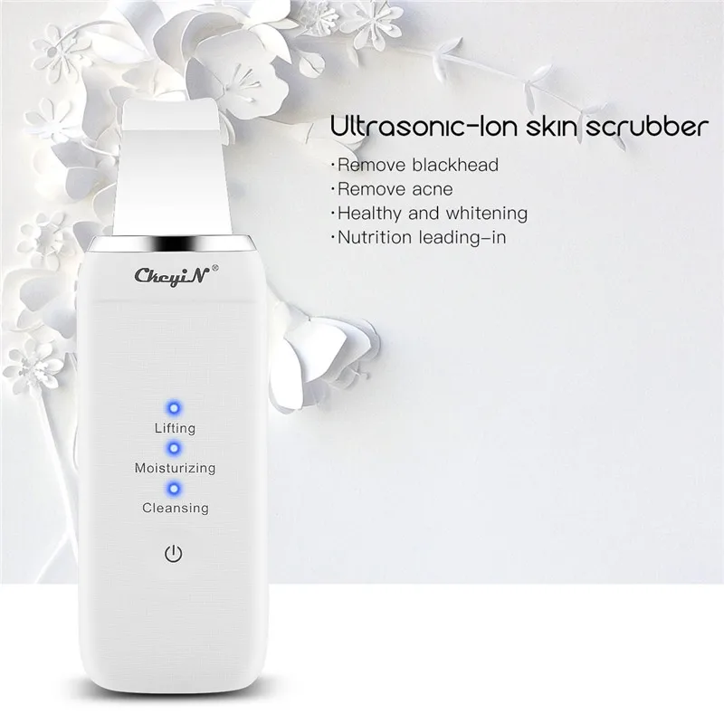 Professional Ultrasonic Skin Scrubber Ion Deep Face Cleaning Peeling USB Rechargeable Facial Care Device Beauty Instrument P40