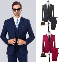 ZOGAA High Quality Men Fashion Slim Suits Male Business Casual Groomsman 2pcs Wedding Suit Men's Jacket Pants Trousers Sets