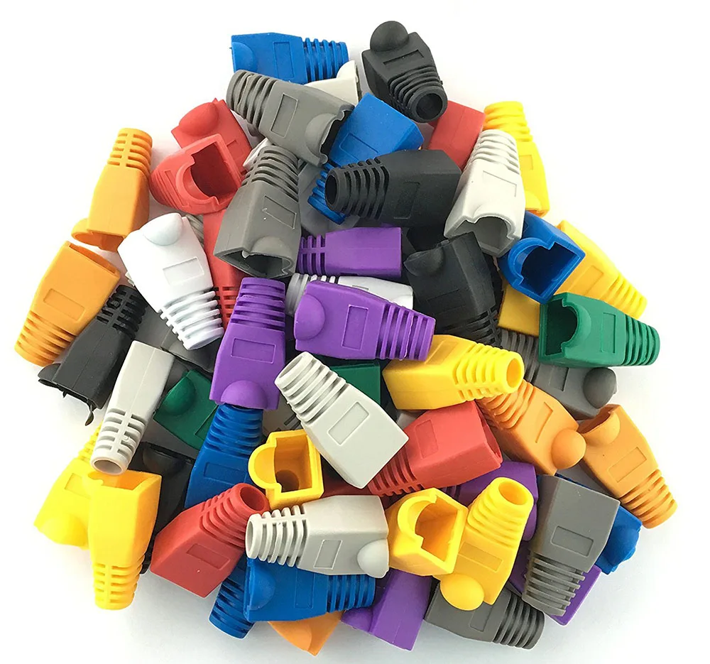100 pcs Cat5e//Cat6//RJ45 Ethernet Cable Connector Strain Relief Boots Orange