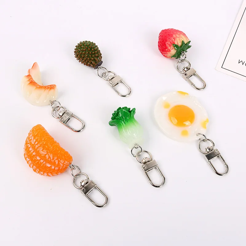 

2019 Creative simulation fruit dumplings egg keyring cute strawberry bag pendant cartoon keychain schoolbag hanging ornaments