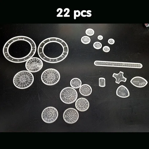 Spirographe enfants dessin 22pcs Accessories Paint Coloring Game Toy set,Spiral Designs Interlocking Gears&Wheels Drawing toy 7