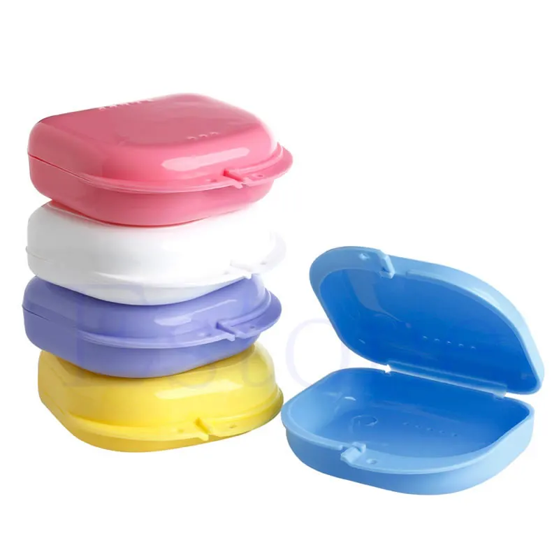 

Cute Plastic Dental Retainer Denture Storage Case Box Mouthguard Container Tray