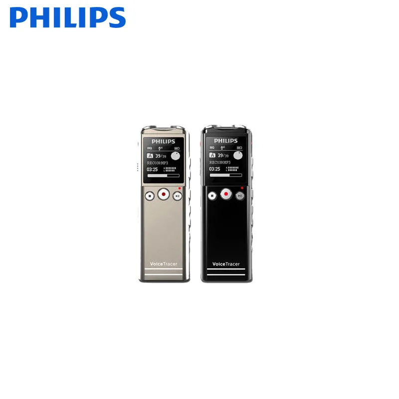 Цифровой диктофон Philips с сухой батареей AAA, Дальняя дистанция 40 м, с беспроводным микрофоном, Голосовая активация, детафон - Цвет: Серый