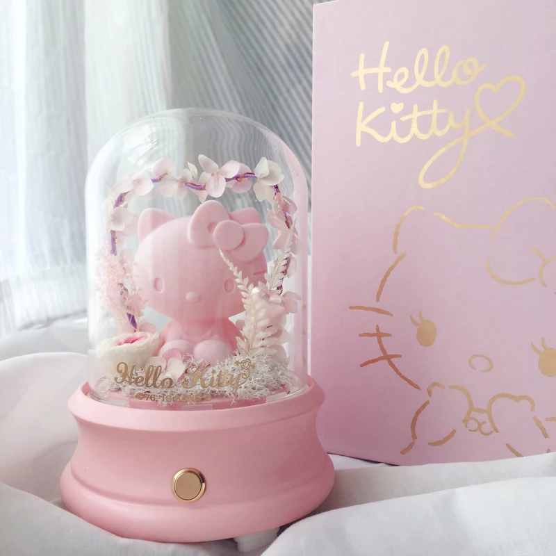 Японский hello kitty Presrved свежий цветок Bluetooth беспроводной динамик розовый в любовь музыкальная шкатулка Ночник светильник подарок на день рождения