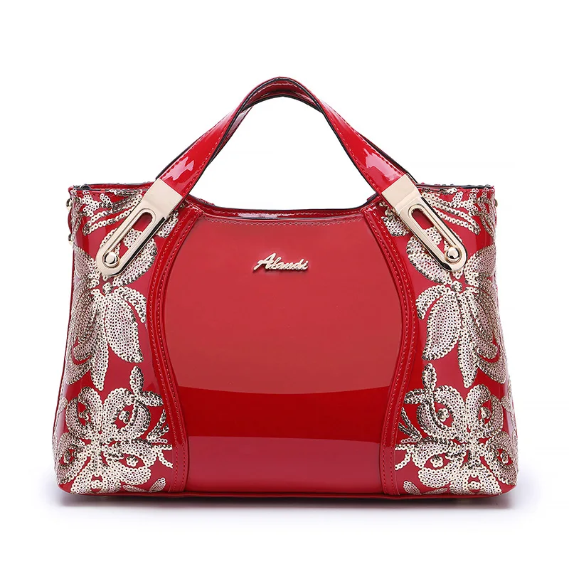 

New Fashion Pillow Women Handbags European Flower Patent Leather Ladies Shoulder Bags Female Girl Brand Luxury Crossbody Bag