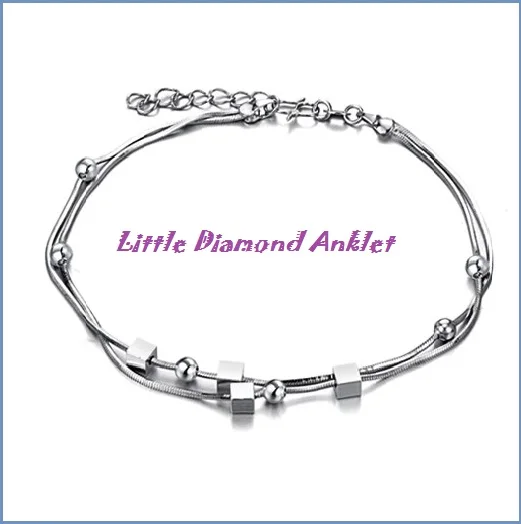 Trendy Little Block Indian Anklet Bracelet Foot Chain, 925 Silver Anklets for Women Foot Jewelry Chaine Cheville Argent Ankle Trendy Little Block Indian Anklet Bracelet Foot Chain, 925 Silver Anklets for Women Foot Jewelry Chaine Cheville Argent Ankle