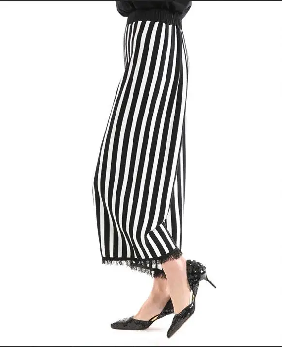 wide leg striped linen pants