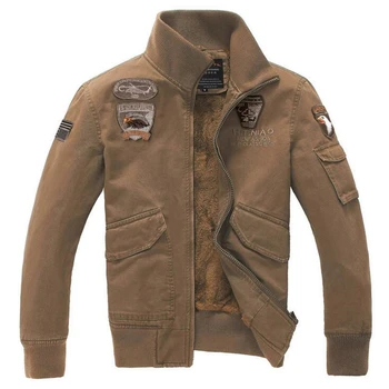 

Hot male autumn winter plus velvet uniform jacket Men Slim casual cotton jacket Men's Fashion Casual Embroidered Coat Outerwear