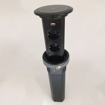 

2019 Touch screen lifting / smart home desktop socket / 2 European standard power supply with usb charging Kitchen socket