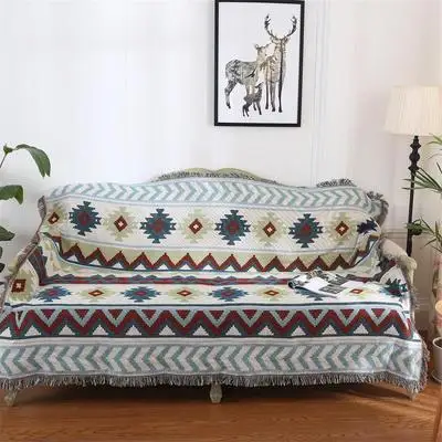 

Nordic rural sofa blanket Geometric linen tapestry living room decorations Mushroom carpet 130x160cm