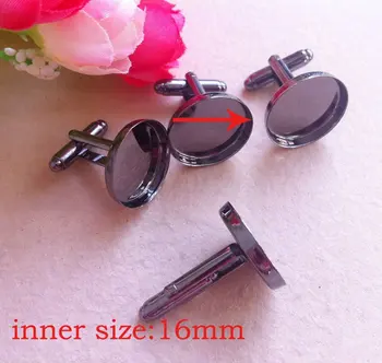 

16mm inner Size Gun Black Cufflink Findings Round Blanks Cuff Link 100pcs