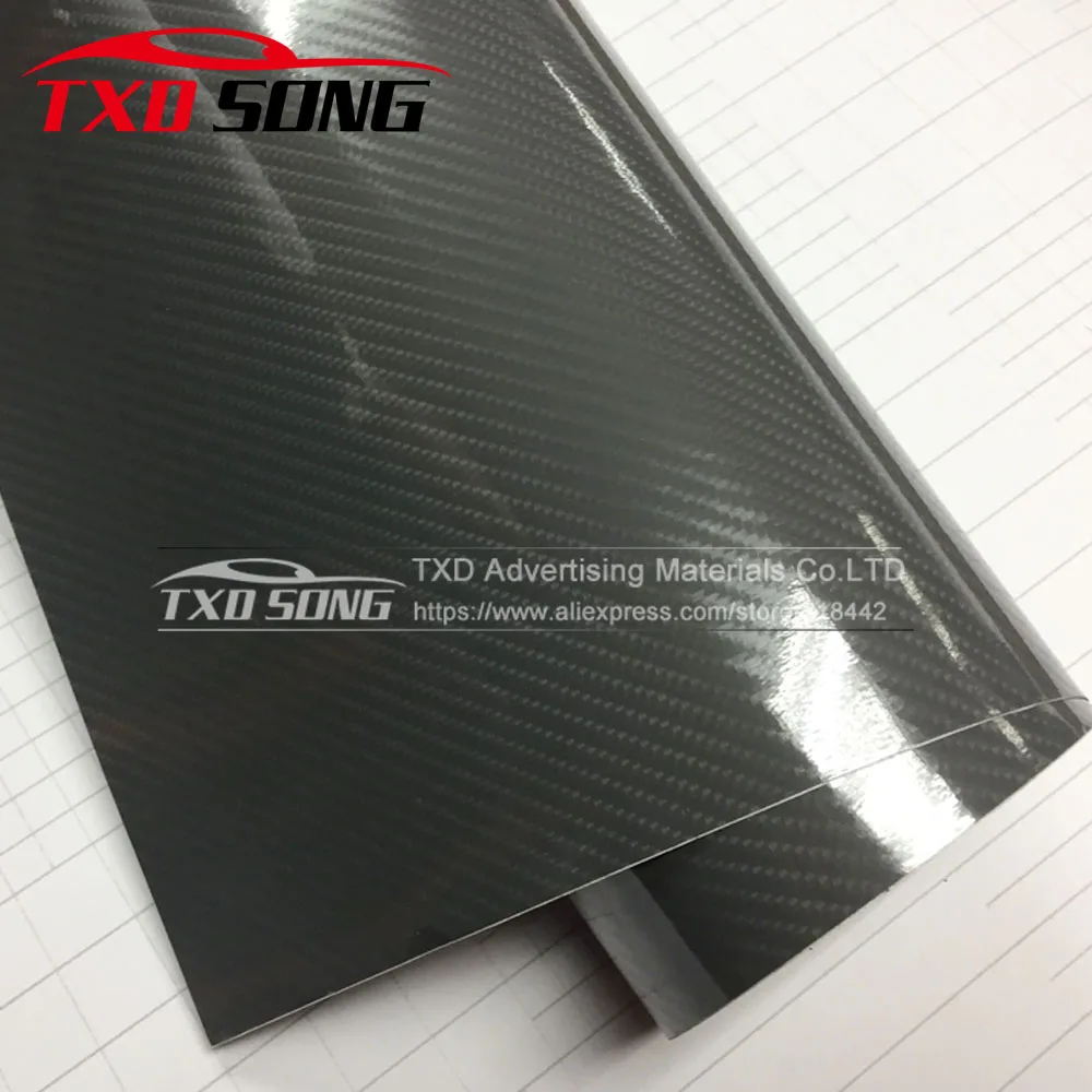 

1.52X20M/Roll High Glossy Grey 5D Carbon fiber film for car wrap 5D glossy carbon sticker with air free bubbles by free shipping