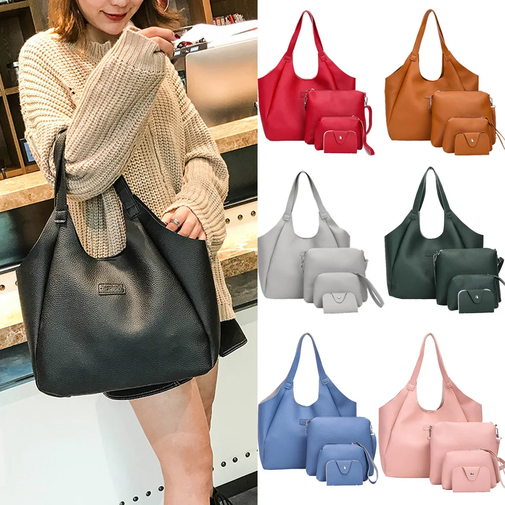 

Maison Fabre Women Four Set Handbag 4pcs/set Woman High Quality PU Leather Female Solid Tote Bag Casual Wallet Bags yz1010
