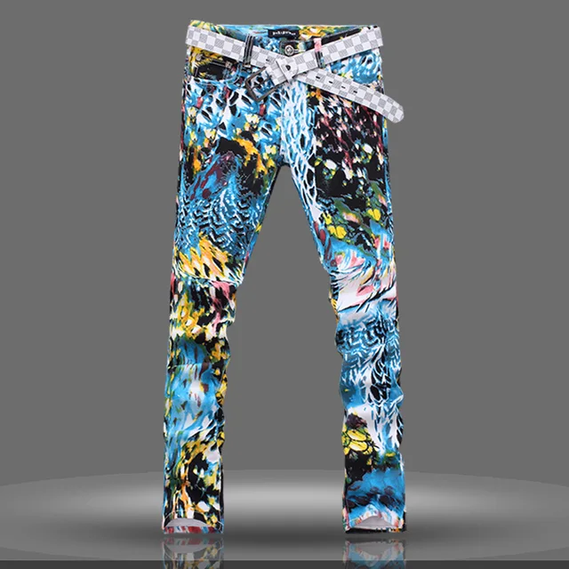 flames painted on jeans