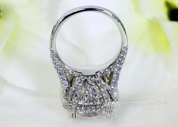 Роскошные величественные ощущения 10ct камень 5А Циркон Cz 14KT белое золото
