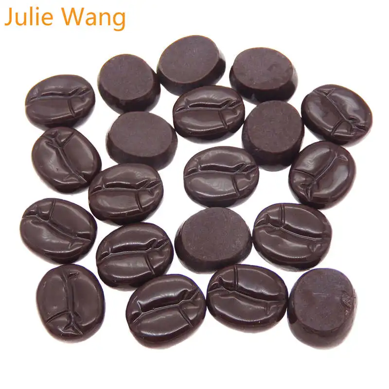 

Julie Wang 20PCS Resin Imitate Coffee Beans Chocolate Flatback Cabochon Slime Charm Phone Decoration Jewelry Making Accessory