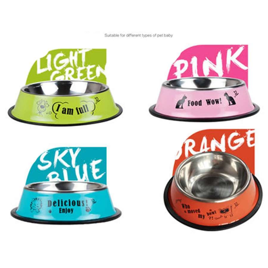 

Cat Dog Food Bowl Stainless Steel Cute Kitten Bowls Drinking Pet Water Feeder Miska Dla Psa Trough Bol Chien Pets Supply 50Z0721